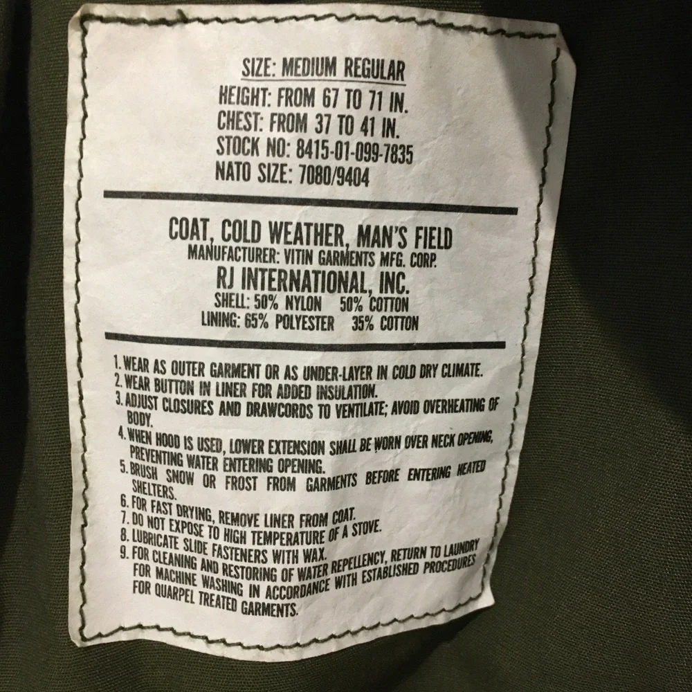 VINTAGE US MILITARY MENS FIELD COAT JACKET